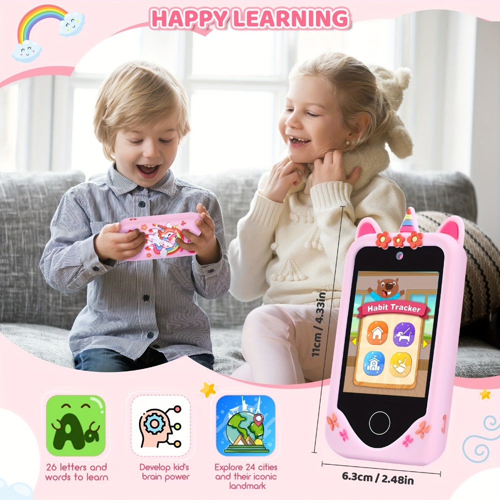 Kids Toy Phone with Touchscreen and Dual Camera, Pink or Purple Options