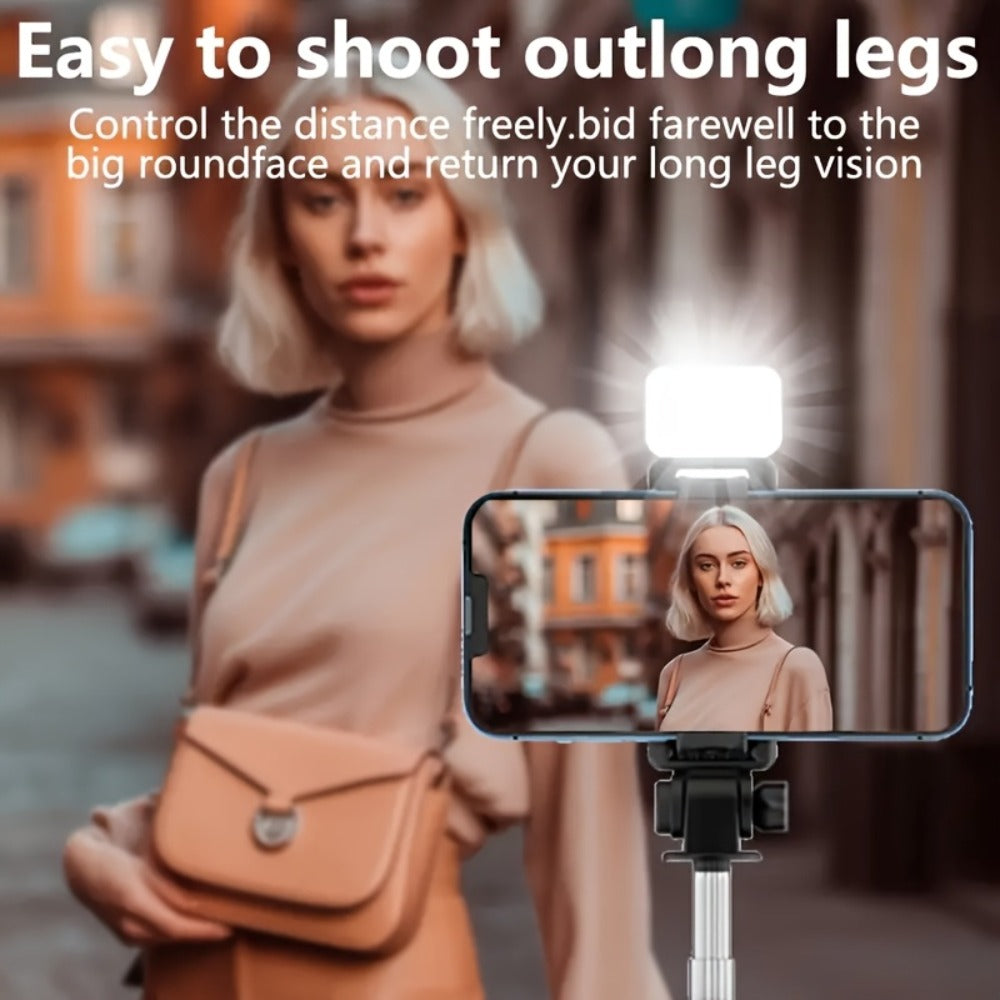 Ring Fill Light Selfie Stick Tripod with Wireless Remote – Expandable 360° Rotation Phone Stand for iPhone Android, Live Streaming Vlogging Travel Hiking Outdoor Photography, Portable LED Selfie Stick