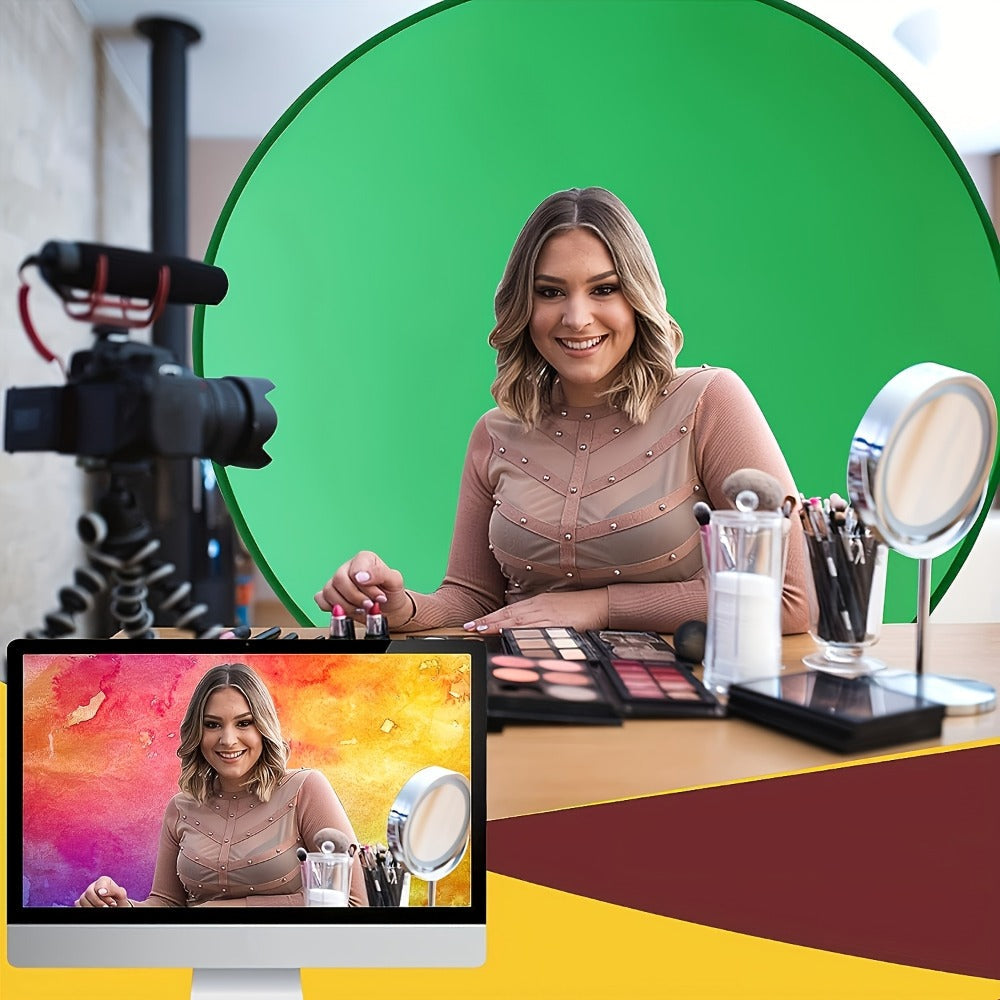 Chair Mount Green Screen Backdrop Collapsible Chroma Key Background for Streaming Vlogging Video Calls Zoom Portable Wrinkle-Resistant Polyester Easy Setup for Home Studio Content Creators