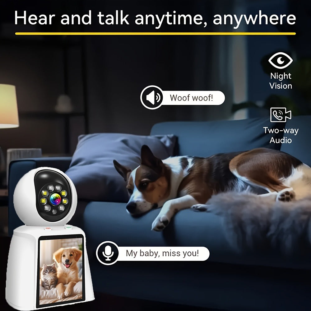 Pet Camera with 3-Inch Screen 1080P WiFi Indoor Home Security Camera for Baby & Kids Monitor, Video Calling, Two-Way Talk, 24/7 Recording & Motion Sensor Detection – Cat Dog Smart Surveillance with Speaker