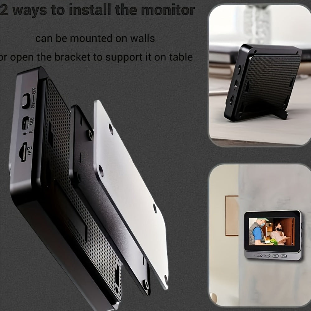 Wireless Video Doorbell Camera No WiFi No App Required 4.3-inch IPS Monitor 960P Night Vision Two-Way Audio Long Battery Life SD Card Storage No Subscription Wall-Mounted Home Security