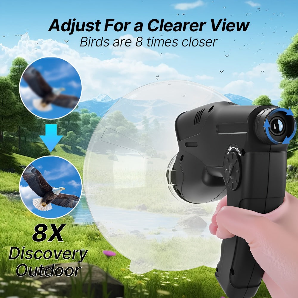 Bionic Ear Monocular Bird Listening Device 8x Magnification, ProSound Digital Sound Amplifier, Long Range 1200M, Noise Cancellation, for Bird Watching Hunting Nature Observation, Halloween Christmas Gift