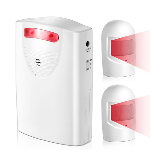 Wireless Driveway Alarm with 2 PIR Motion Sensors and 1 Indoor Receiver