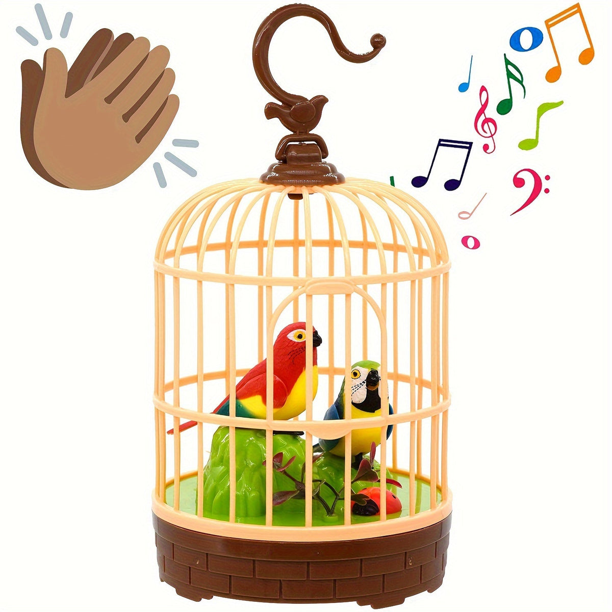 Mini Voice-Activated Birdcage Toy – Chirping & Wing-Fluttering Parrot, Interactive Sound-Responsive Animal Toy, Battery Powered, Birthday Christmas Gift for Kids Boys Girls