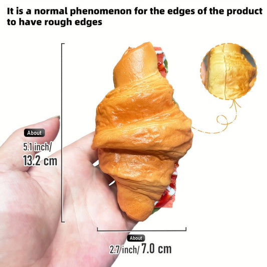 Fake Food Props Bacon Croissant Bread, 2 Pcs Realistic TPU Play Food for Display & Photography