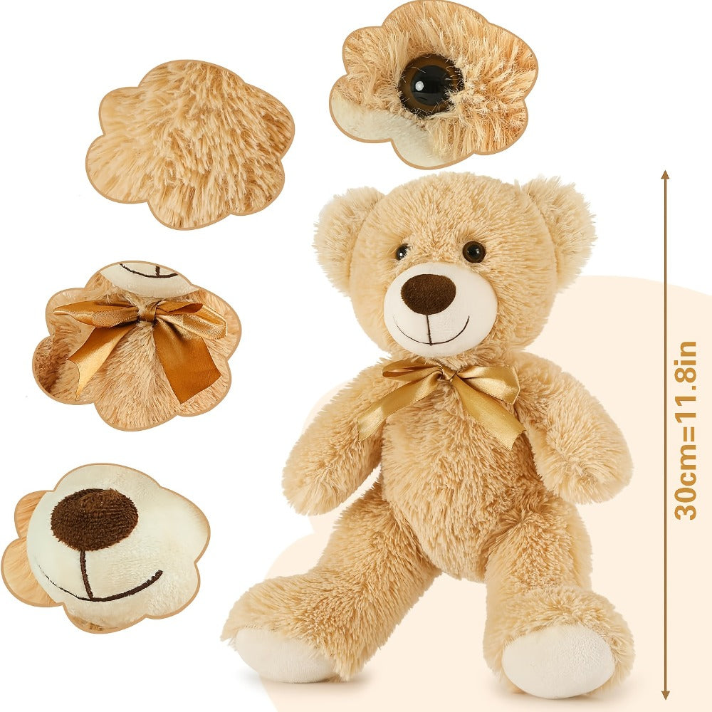 Small Khaki Teddy Bears, Set of 8 for Party Favors and Events