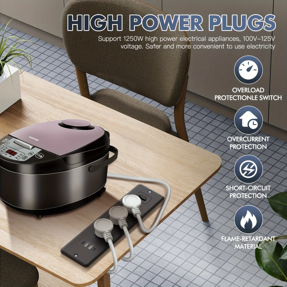 Recessed Power Strip In-Desk Embedded Socket 7-in-1, 3 AC Outlets & 4 USB Ports, Slim Space-Saving Design, 6ft Extension Cord, Countertop Power Station for Home Office Hotel Conference Room – BOCHLION BKL-U58