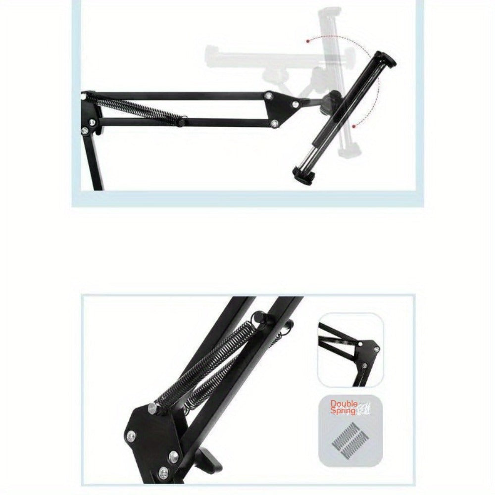 Floor Stand Phone Tablet Holder 68.9 Inch Flexible Gooseneck Lazy Bracket with 360° Rotating Head Foldable Adjustable Arm for Bed Sofa Desk Live Streaming Video Calls Hands Free Mount