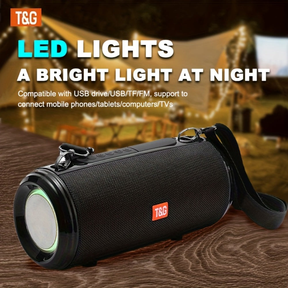 TG537 Portable Bluetooth Speaker with TWS Stereo Pairing, Hands-Free Calling, TF Card & USB Playback, Wireless Loudspeaker for Smartphone Tablet TV Camping Travel Outdoor Indoor