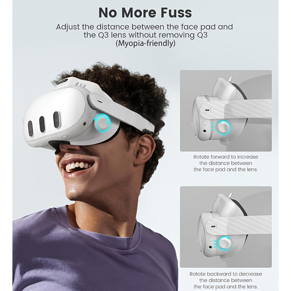 Meta Quest 3 VR Cooling Fan with Anti-Fog Face Pad - Dual Turbo 3-Speed 1000mAh Battery Breathable Face Interface Replacement