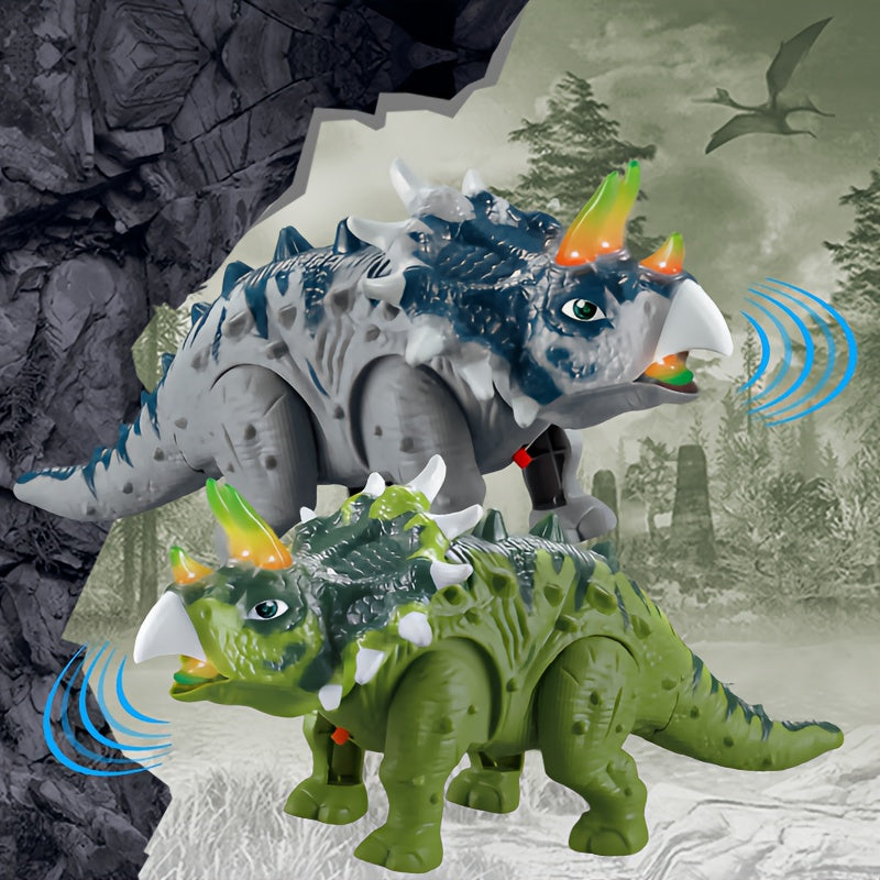 Walking Triceratops Dinosaur Toy with Lights and Roaring Sounds