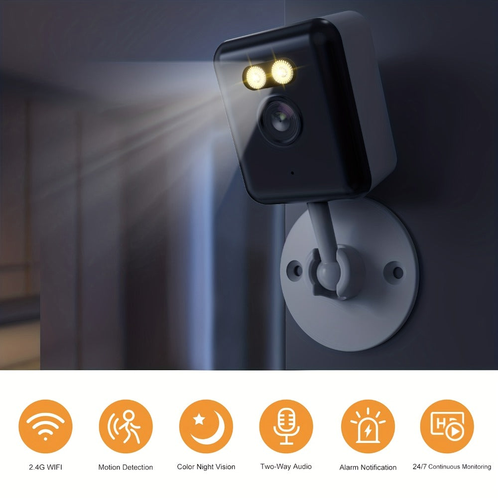 AI-Powered 3MP Indoor Security Camera 2-Pack, Humanoid Detection, Alexa Compatible, Full-Color Night Vision, Two-Way Audio, Smart Motion Alerts, 2.4G WiFi – Home Baby Pet Video Monitoring