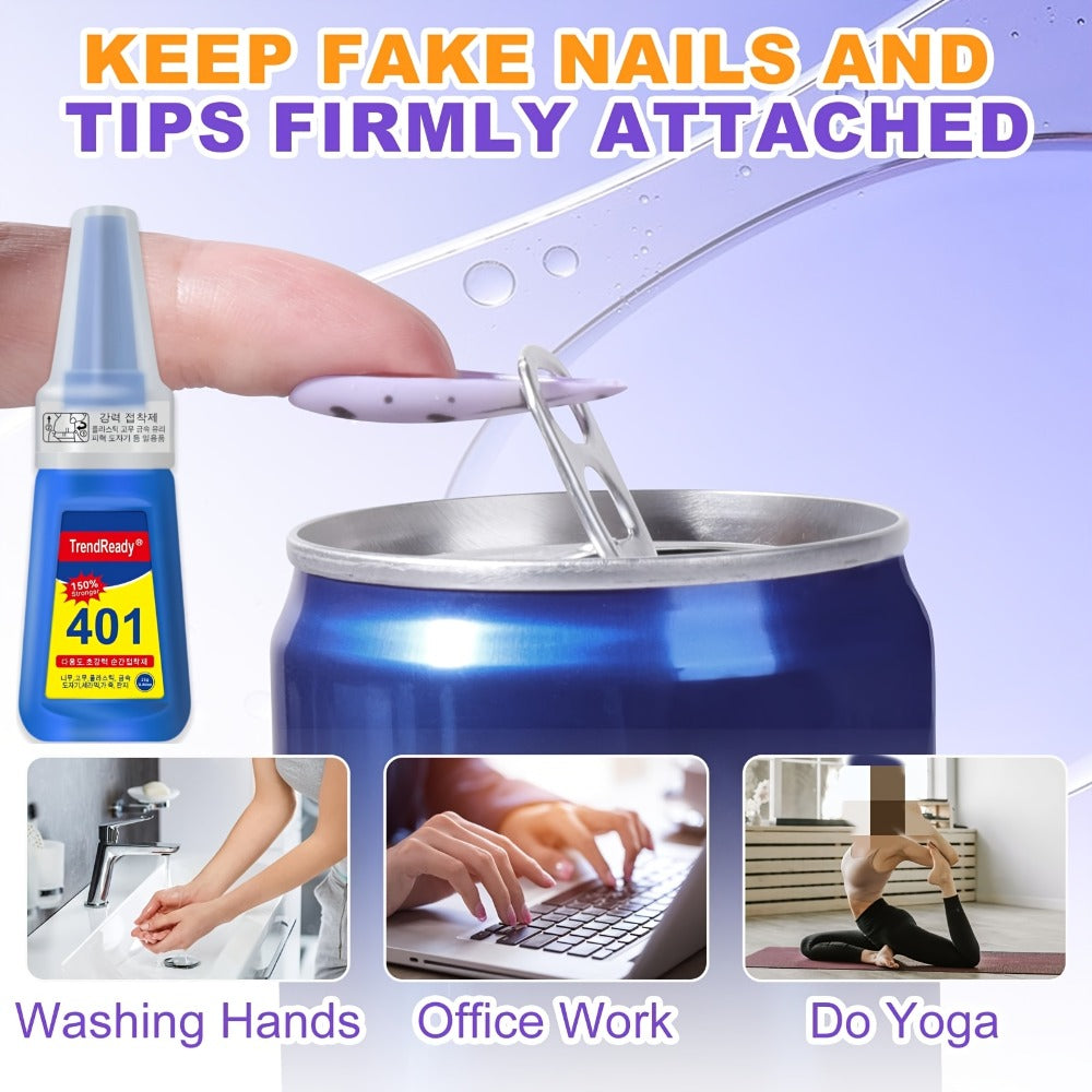 Waterproof Nail Adhesive Tabs with Nail Stickers 0.85oz Dropper Tip Bottle - Extra Strong Alcohol-Free Quick Release Long Wearing Salon Formula for Press On Nails & Nail Art Women 2 6 8 Pack Value Set