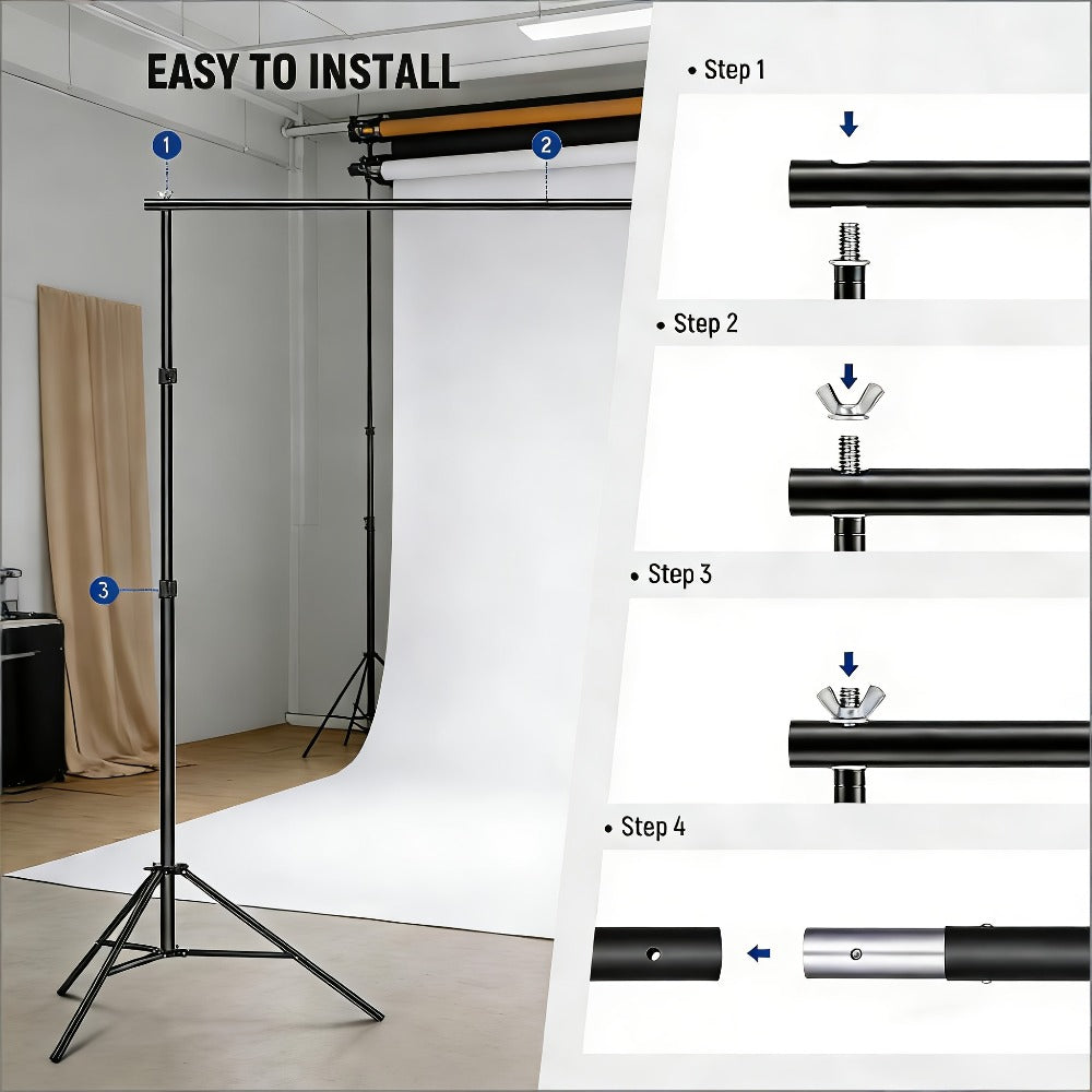Backdrop Stand 10x7Ft Adjustable Photo Studio Background Support Kit with 4 Crossbars 4 Clamps Carry Bag for Parties Events Weddings Decoration Photography SH