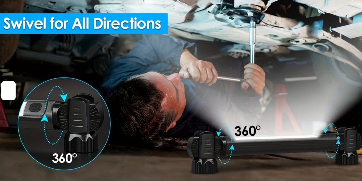 LED Work Light 2500LM Rechargeable Magnetic Underhood Inspection Light with 5200mAh Battery & Hooks – Cordless Portable Work Lamp for Mechanics, Car Garage, Workshop & Emergency Use