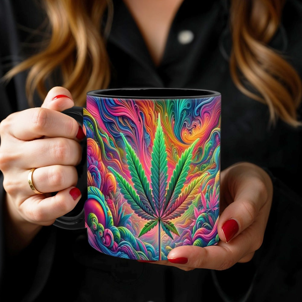 Psychedelic Print Ceramic Mug 11oz – Unique Artistic Coffee Mug for Living Room Office & Cafe | Cool Gift for Friends | Novelty Tea Cup with Bold Colorful Design