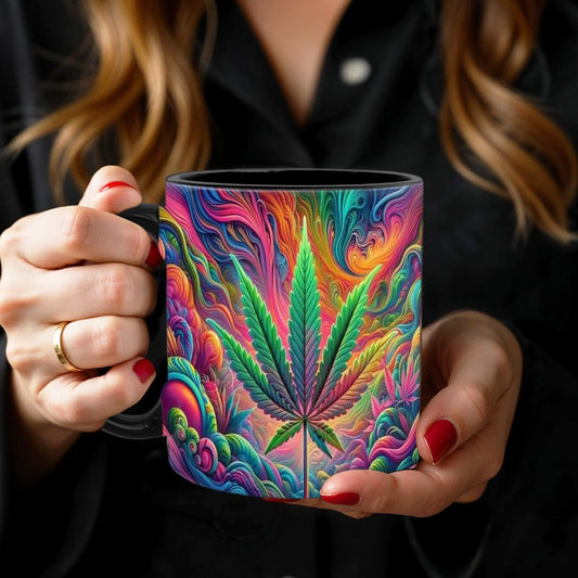 Ceramic Coffee Mug with Colorful Psychedelic Print, 11 oz, for Coffee & Tea