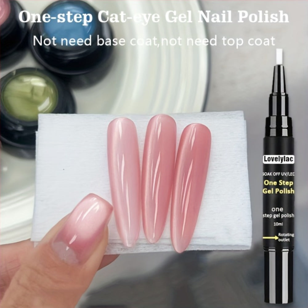 Magnetic Cat Eye Gel Nail Polish Pen 3-in-1 All-in-One Base Coat Color Top Coat - Ultra-Bright High-Saturation Polygel, Long-Lasting Chip-Resistant DIY Nail Art for Women, Salon & Home Use