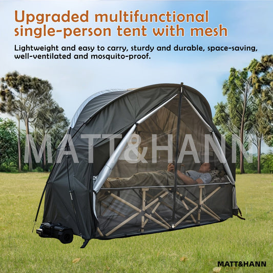 Single-Person Camping Tent with Mesh Ventilation and Four Color Options