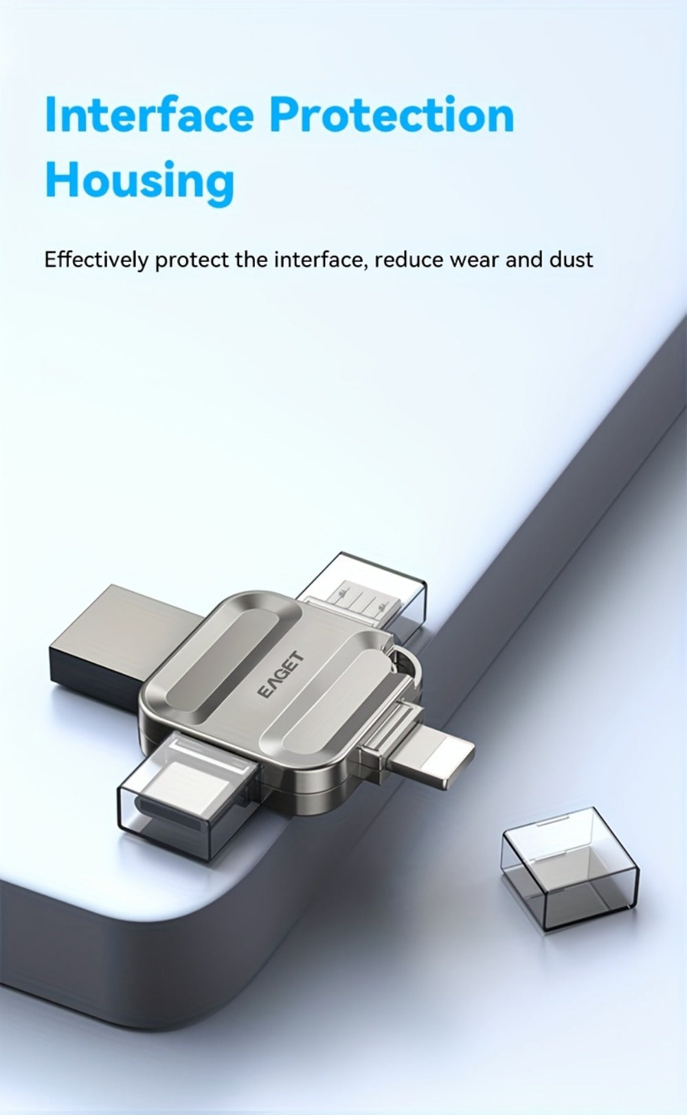 iPhone Flash Drive 4-in-1 USB Stick EAGET I50 Lightning USB-C Micro USB USB 3.0 Photo Stick for iPhone iPad Android PC Mac – 32GB 64GB 128GB 256GB Storage Expansion Memory Stick