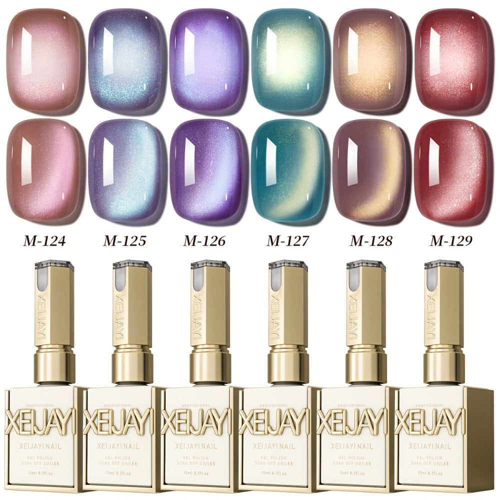 Magnetic Cat Eye Gel Nail Polish Set 6 Colors Aurora Dopamine Bubble Summer - Color Shifting Shiny Luster Soak-Off UV LED Salon Quality Nail Art Kit for Women Spring Summer Trending Shades