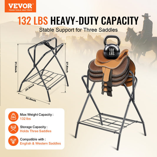 Folding Horse Saddle Rack, Carbon Steel, 132 lb Capacity