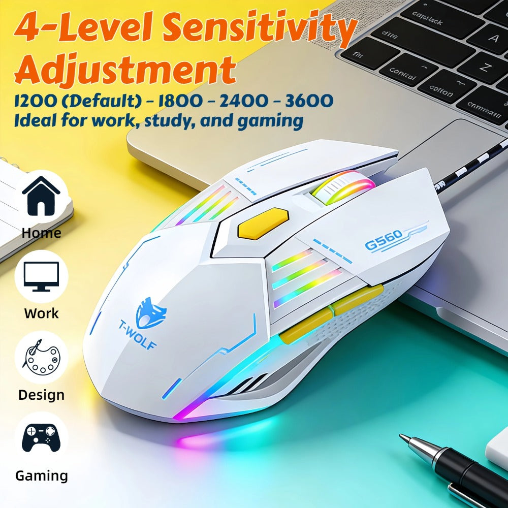 Programmable RGB Gaming Mouse Wired Ergonomic Pro-Grade with Turbo Click Multi-Mode DPI Sensitivity Dynamic RGB Lighting Forward Back Buttons USB Plug & Play for PC Laptop Mac Multiple Models