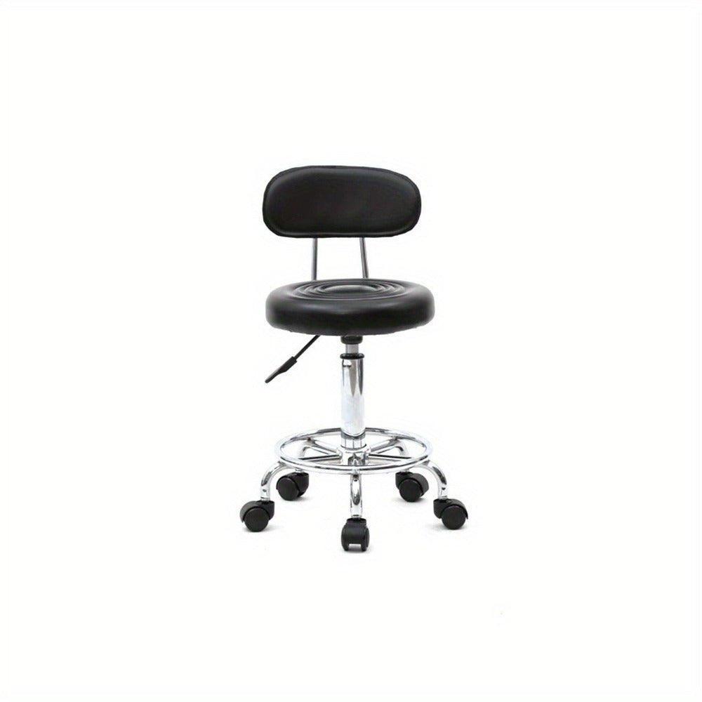 Adjustable Height Bar Stool with Backrest & 360° Swivel - Modern Counter Stool Rotating Chair for Kitchen Island Dining Room Bistro Spa Salon, Armless Striped Design, White