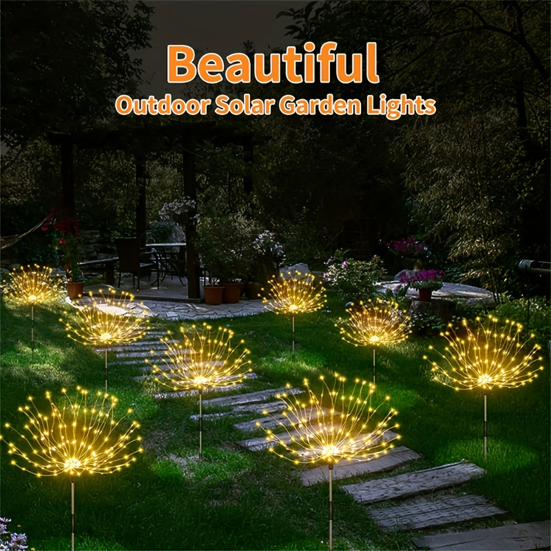 Solar Firework Lights Outdoor Smart Sensor 8 Modes – 90 280 420 520 LED Garden Starburst Lights for Patio Walkway Pathway Party Wedding Warm White Multicolor 1 4 6 8 12 Pack
