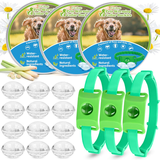 Flea & Tick Collar Tag for Dogs with Peppermint Oil Refills, 3 Bundle Options