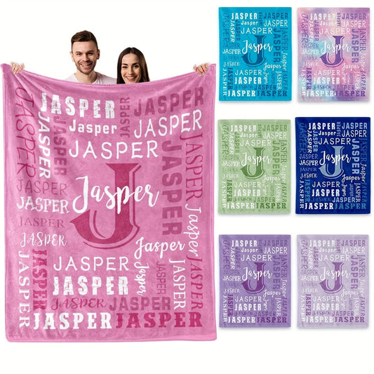Personalized Flannel Blanket with Custom Name, 280 GSM Polyester Throw