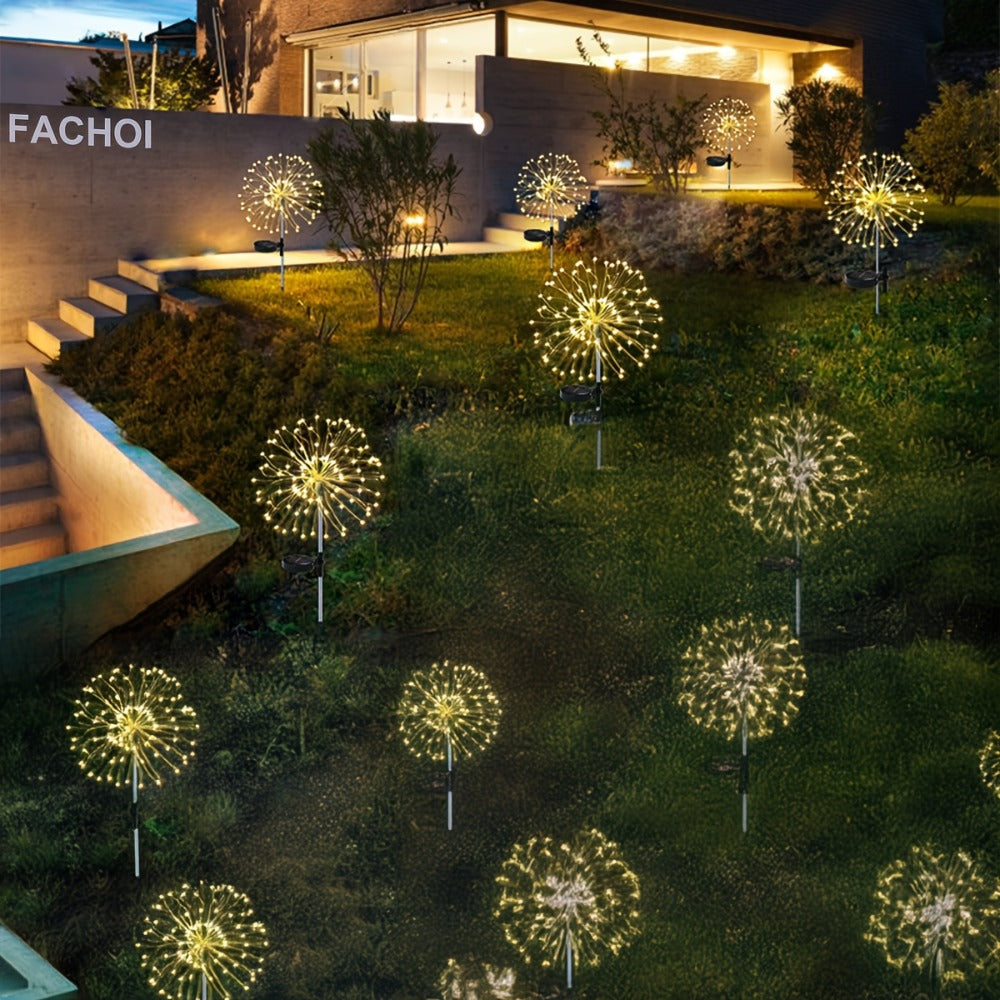Solar Firework Lights Outdoor Smart Sensor 8 Modes – 90 280 420 520 LED Garden Starburst Lights for Patio Walkway Pathway Party Wedding Warm White Multicolor 1 4 6 8 12 Pack
