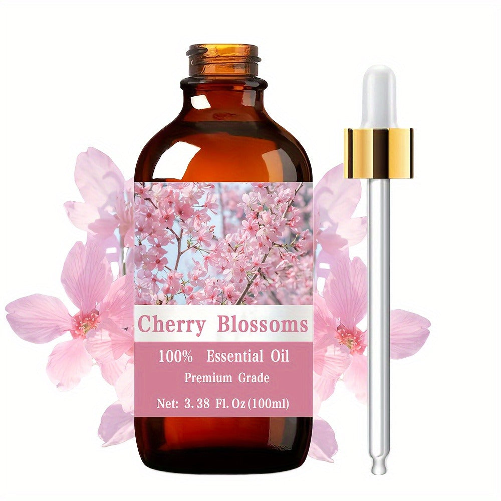 Cherry Blossom Body Oil Care Grade 100ml 3.38oz – Moisturizing Aromatherapy Oil for Skin Care, Hair Conditioning, Nail & Cuticle, Body Massage & Meditation, Floral Spa Wellness Gift for Women Men