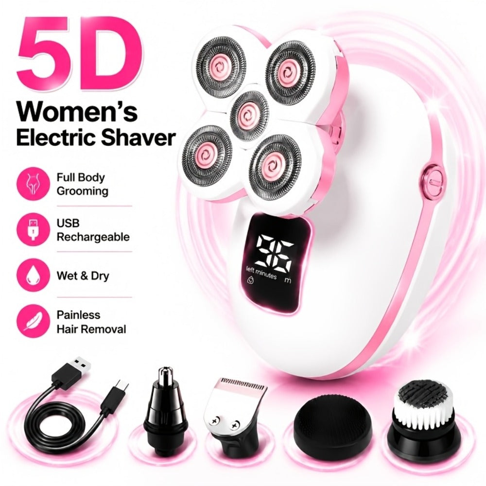 Waterproof Electric Shaver for Women & Men – IPX6 Rotary Head, Wet & Dry Body Hair Removal, Floating Head, Type-C Charging, LED Display, Underarm Leg Arm Face Shaver, Holiday Gift
