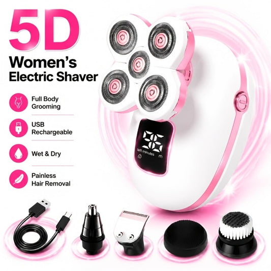 Waterproof Electric Shaver for Women & Men – IPX6 Rotary Head, Wet & Dry Body Hair Removal, Floating Head, Type-C Charging, LED Display, Underarm Leg Arm Face Shaver, Holiday Gift