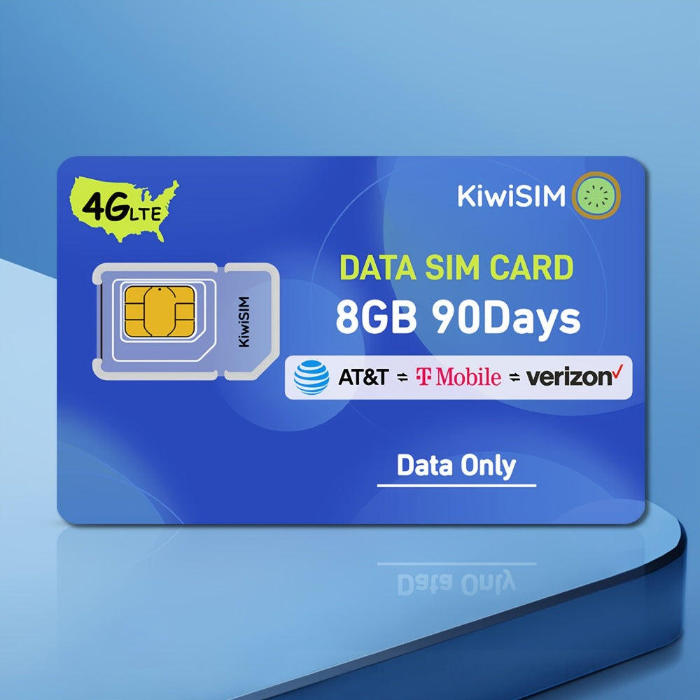 Prepaid Data SIM Card USA 4G LTE KIWISIM Auto-Switch AT&T & T-Mobile – No Contract No Monthly Fee, 6GB 8GB 24GB Plans for Security Cameras GPS Trackers Mobile Hotspots IoT Tablets Smartwatches