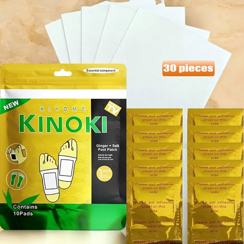 Foot Detox Pads 30 Pack Bamboo Vinegar Ginger Powder Natural Plant Ingredient Deep Cleansing Moisturizing Patches – Overnight Foot Massage Relaxation for Home Office Travel, Self-Care Wellness Gift