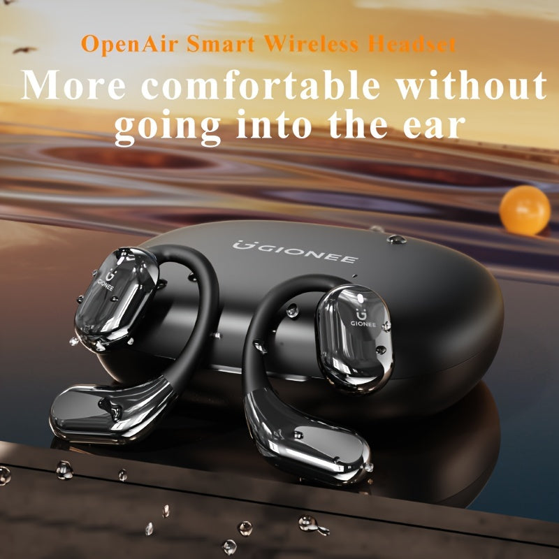 Gionee 90° Suspension Sport Earhook Wireless Earphones, Digital Display Charging Case Noise Cancelling HD Sound, Secure Fit Headphones for Gaming Movies Music Car iPhone Android