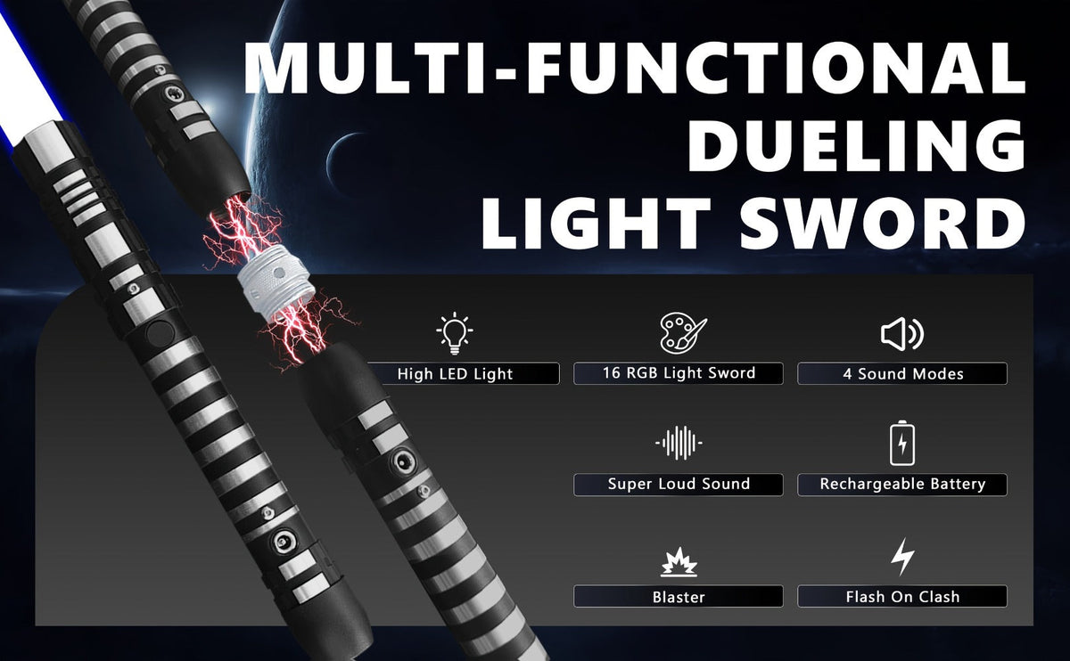 Light-Up Dueling Saber with 16 Color Modes and 2-in-1 Costume Prop Design