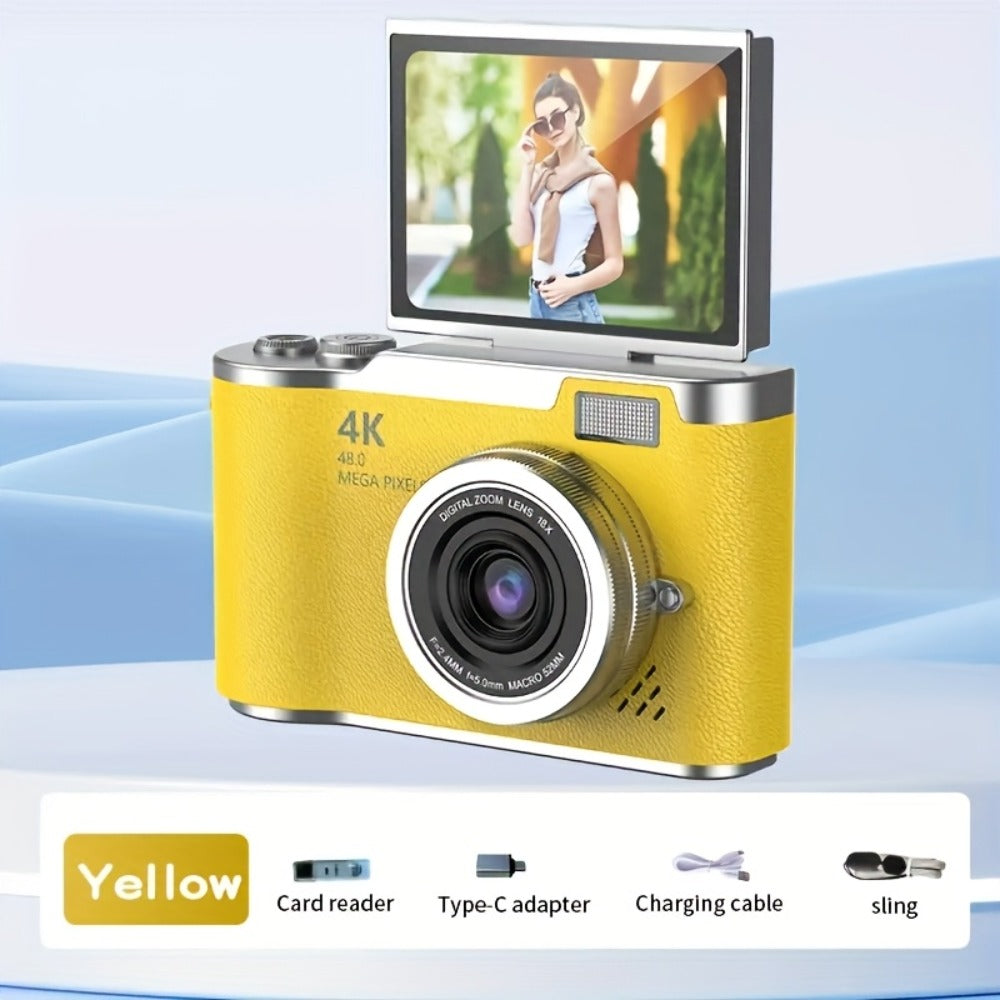 4K HD Digital Camera 2.4-Inch Flip Screen for Beginners Vlogging Photography Video Recording Compact Point and Shoot Camera Perfect Christmas Thanksgiving Gift for Kids Teens Adults