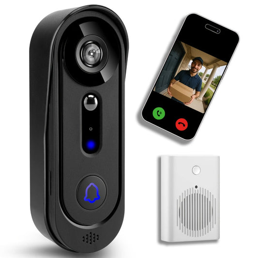 Video Doorbell Camera, 1080p Battery Powered with Night Vision and Indoor Chime