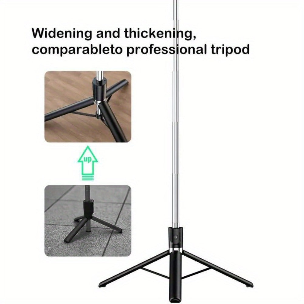 68 Inch Live Streaming Tripod Floor Standing with Wireless Remote – Retractable Selfie Stick, 360° Rotation, Anti-Shake Stable Phone Stand for Travel Vlogs, Outdoor Streaming, iPhone & Android