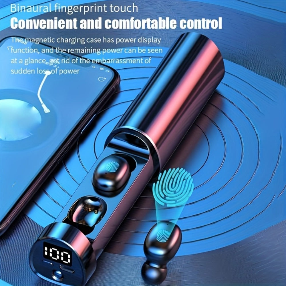 Wireless Earbuds with Built-In Torchlight Hi-Fi Sound Touch Control Mic Sound Isolation USB Rechargeable Case for Gaming Outdoor Sports Running All Smartphones