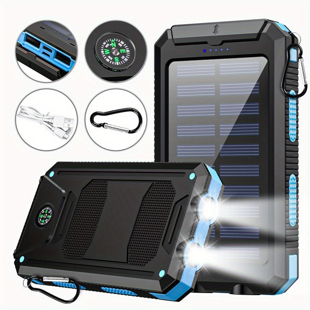 Solar Power Bank 45800mAh QC3.0 Fast Charging – Dual USB Portable Charger with LED Flashlight for Camping Hiking Travel Emergency, High Capacity Battery Pack for All Cell Phones & Devices