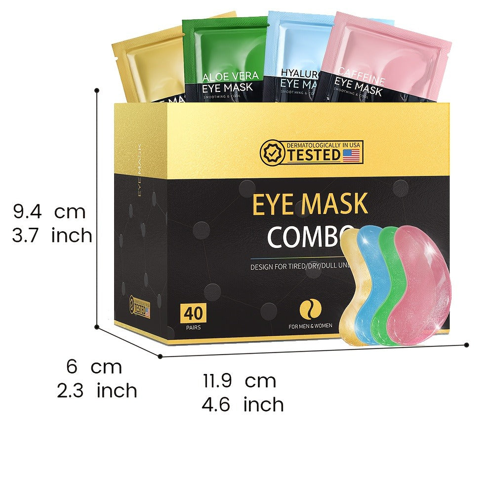 Under Eye Masks 40 Pairs Collagen Crystal Eye Patches with Caffeine & Aloe Vera - Reduce Dark Circles Puffiness Fine Lines Hydrating Eye Mask for Women Sensitive Skin Spa Gift Set