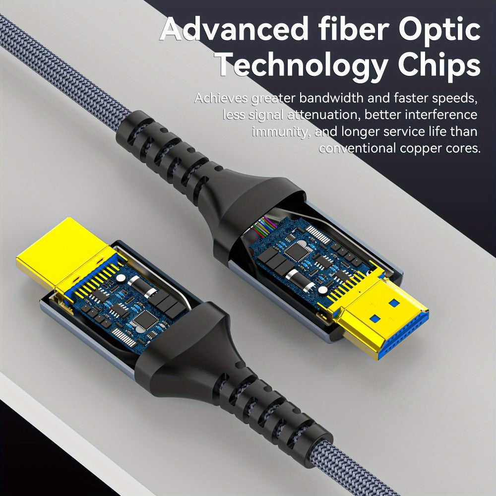 Long Fiber Optic HDMI Cable 32FT 50FT 65FT 100FT – HDMI 2.1 48Gbps 8K60Hz 4K120Hz HDR eARC HDCP 2.2 Slim Braided Cord, No Signal Loss, Compatible with PS5 Xbox TV Monitor Projector