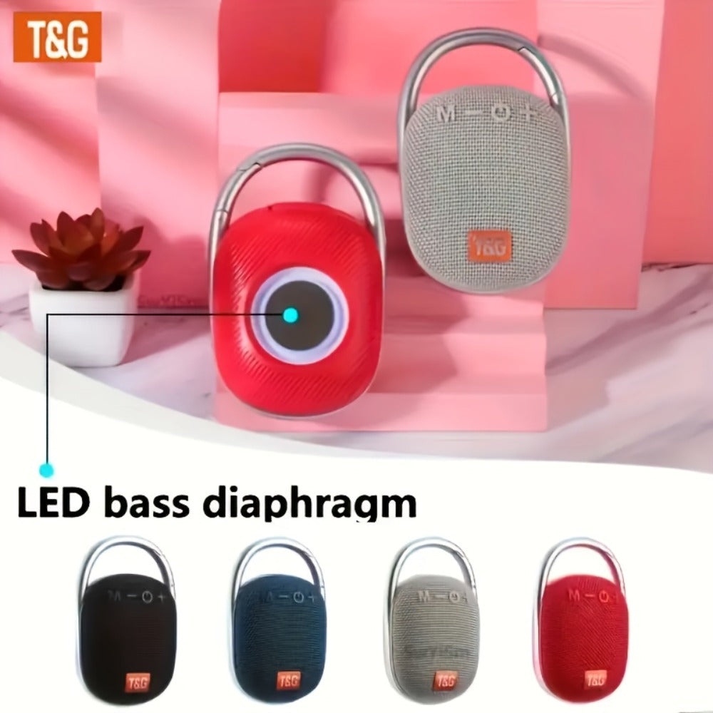 Mini Portable Bluetooth Speaker with LED Lights – Micro SD/TF Card Support, Integrated Latch, Stereo Audio, Compact Wireless Speaker for Home, Outdoor, Travel, Camping, Halloween & Holiday Parties