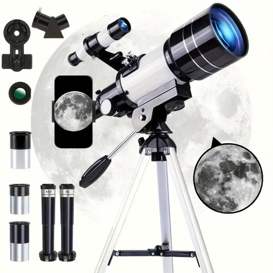 Astronomical Telescope 150x Magnification 70mm Aperture with Tripod Phone Adapter for Moon Star Night Sky Viewing Outdoor Nature Observation Portable Educational STEM Gift for Kids Adults Space Science