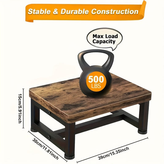 Single-Step Stool, Steel Frame with Wood Top for Bedroom and Kitchen Use