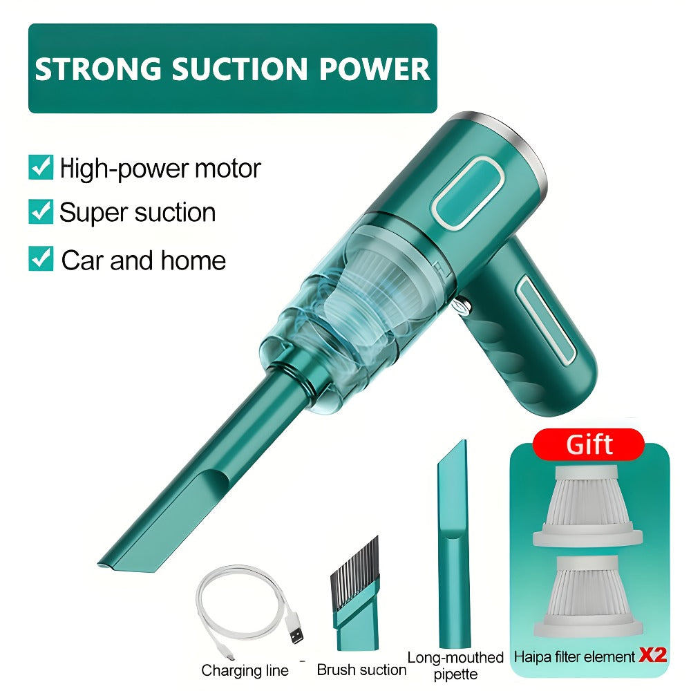 Cordless Mini Vacuum Cleaner 3KPa Strong Suction, USB-Powered Portable Handheld Vacuum with Long Reach Tube & Brush Heads, Lightweight Compact Design for Car, Home, Office, Keyboard, Electronics